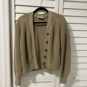 everlane texture cotton cardigan green